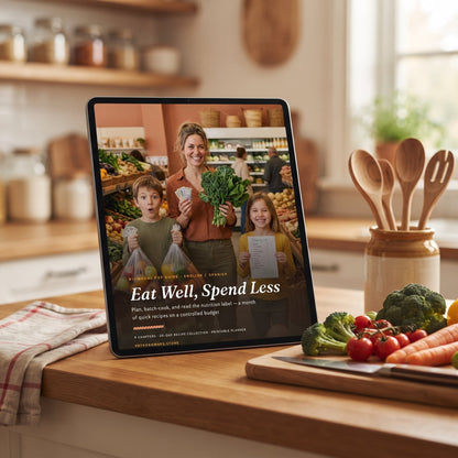 Eat Well, Spend Less on a tablet — digital PDF guide
