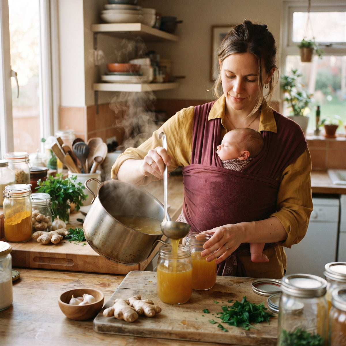 Cocinar caldo en cantidad para congelar / Batch-cooking healing broth